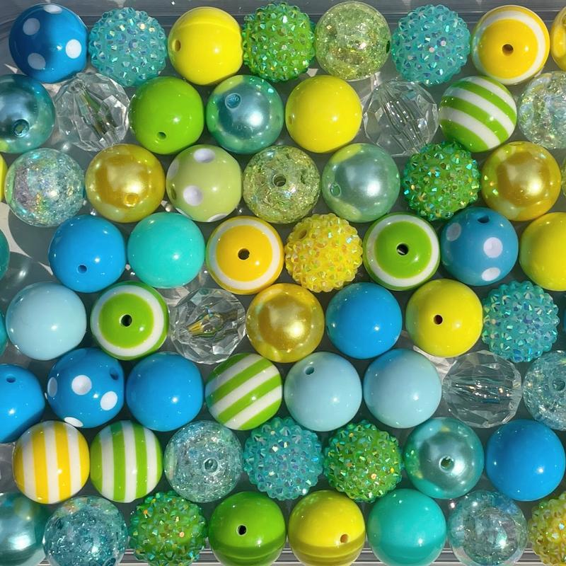 Spring Mix - 20mm Bubble Gum Bead Mixes, Blue, Green and Yellow Chunky Bead Mixes