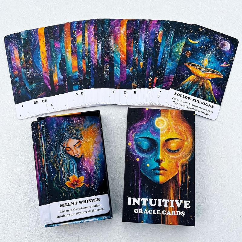 Intuitive Oracle Cards: A 56 Oracle Card Deck with keywords, divination tool for oracle reading, psychic reading, fortune, spiritual, tarot card deck, affirmation cards