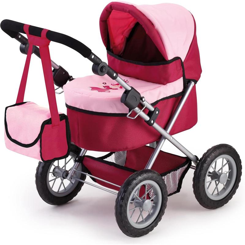 Bayer Design Baby Doll Trendy Pram - Bordeaux, Red and Pink