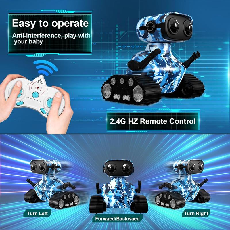 Rechargeable Robot Toy for Boys | RC Remote Control with LED Eyes, Dance Moves, Music | Gifts for Kids Age 3 4+ Boost Imagination and Motor Skills(Navy Blue)