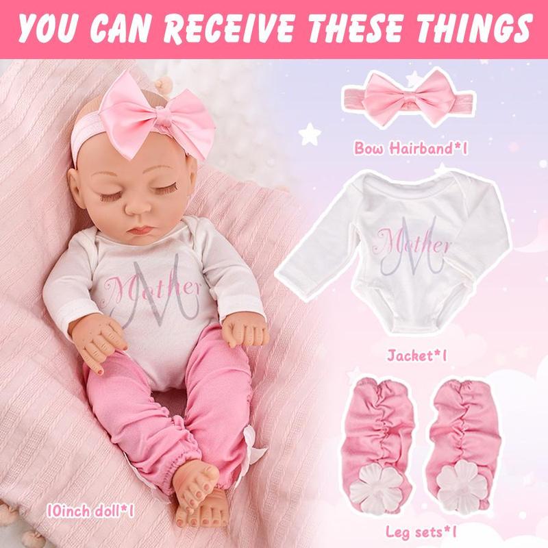 10 Inch Reborn Baby Doll with Clothes & Accessories, 1 Set Realistic Newborn Princess Doll, Gift for Kids, Birthday Gift for Girls