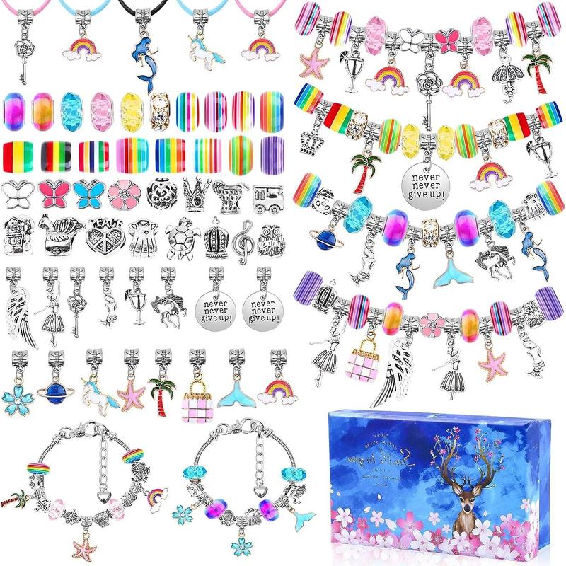 Bracelet Making Kit, 112pcs DIY Charm Bracelet Making Kit Including Jewelry Beads, Snake Chains, DIY Making Material, Toys for Mummy Fun Time, Christmas Gift