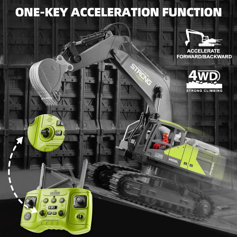 16-channel Remote Control Excavator Toy with Simulation Spray, Engineering Vehicle Toy with Light & Sound Effect, Outdoor & Indoor Engineering Task Toy