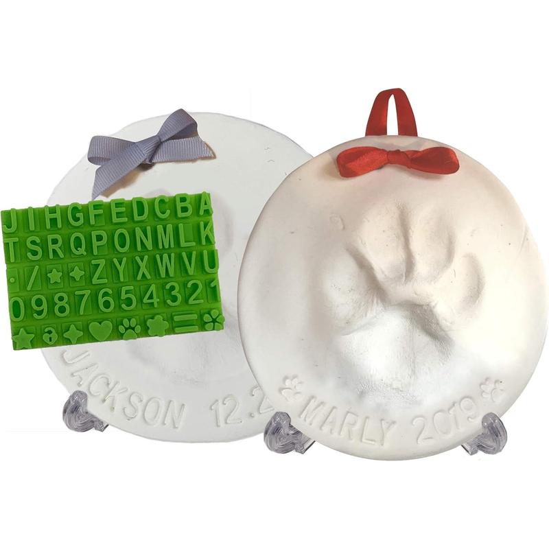 Paw Print Keepsake Kit (Makes 2) -  for Dogs, Cats & Pets.  Clay Air-Dries Soft, Light & Uncrackable.