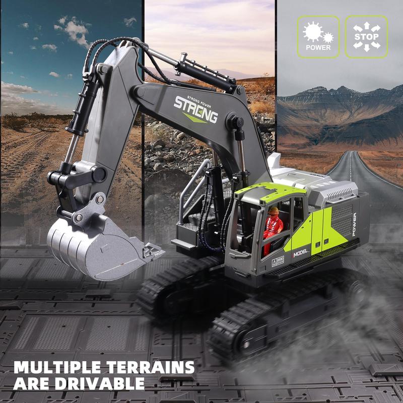 16-channel Remote Control Excavator Toy with Simulation Spray, Engineering Vehicle Toy with Light & Sound Effect, Outdoor & Indoor Engineering Task Toy