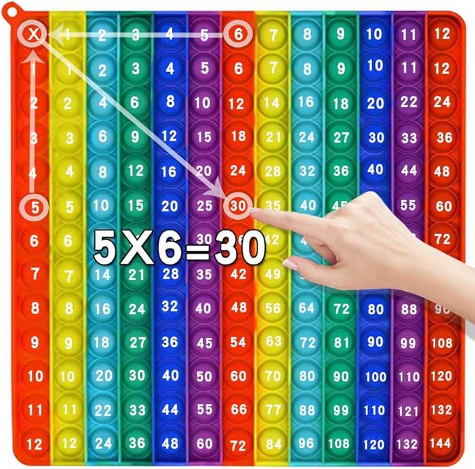 Multiplication Game Table Math Game Table Rainbow Sensory Toy Flash Cards Stress Relief for Boys Girls Learning Toys