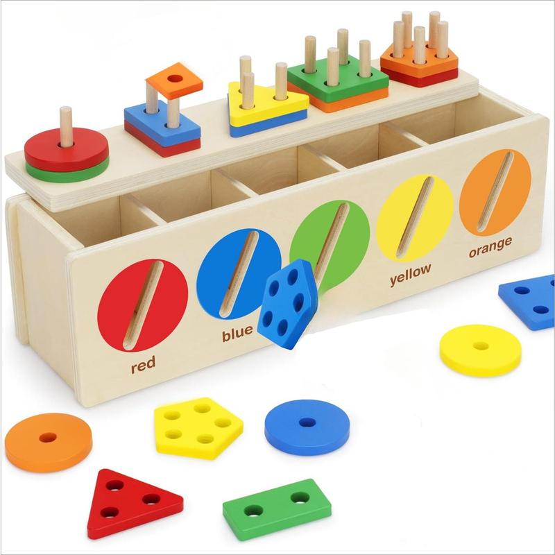 Montessori Toys for  , Wooden Color & Shape Sorting Matching Box, Early Learning Toys  Ideal Christmas, Birthday Gifts for Boy & Girl