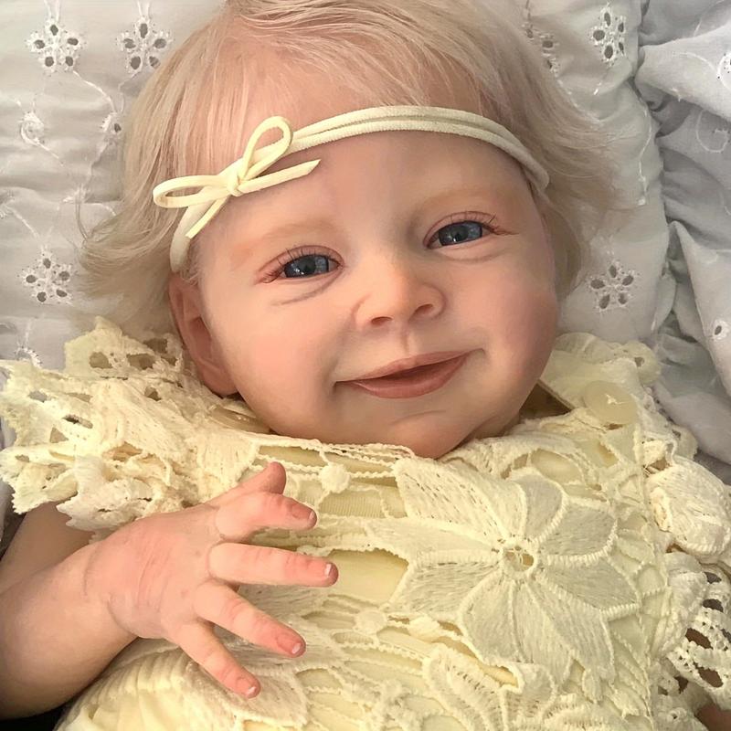 The lifelike Reborn baby doll, a handcrafted newborn doll with a 19-inch soft body, with hand-rooted blonde hair, hand-painted details and visible veins, is the ideal gift for children - perfect for Christmas gifts