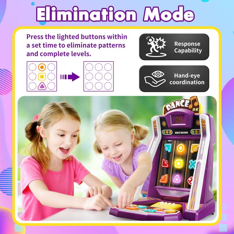 Finger Dance Stress Relief Toys, Mini Arcade Button Game with 2 Modes, Quick Push Game Challenge, Color and Shape Recognition Memory Challenge