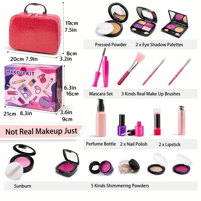 21PCS Play Makeup Set for Kids, Complete Cosmetic Kit with Bag for Imaginative Play, Perfect Birthday and Christmas Gift for Little Girls Ages 3, 4, 5, 6, 7, 8+