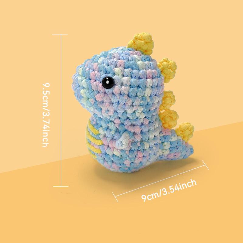 Dinosaur Design Crochet Kit for Beginners, 1 Set DIY Cute Cartoon Handmade Knitting Set with Step-by-step English Video Tutorial for Adults & Beginners