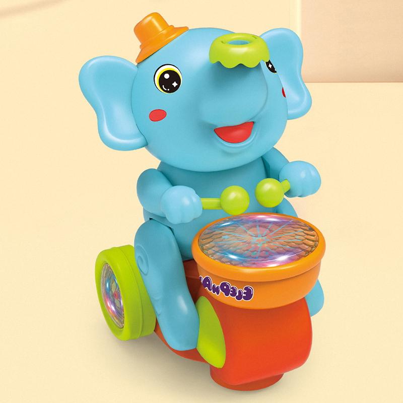 Elephant Musician Blowing Ball Toy Christmas Birthday Gift Walking Drummer