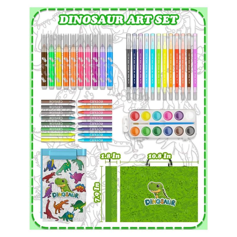 Dinosaur Art Box-Dinosaur art kits are included in this portable, high-quality box. The nice and fun cover attracts kids and inspires them to get their hands dirty. Every child is a little artist!