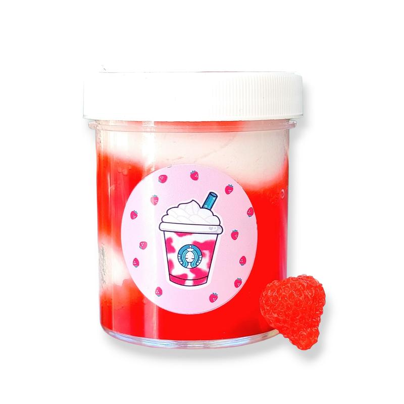 Strawberry & Cream Frappe Handmade Hybrid Slime