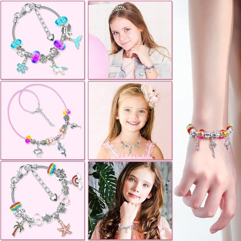 Bracelet Making Kit, 112pcs DIY Charm Bracelet Making Kit Including Jewelry Beads, Snake Chains, DIY Making Material, Toys for Mummy Fun Time, Christmas Gift