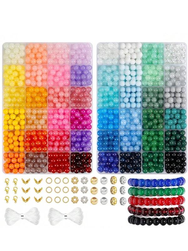 8mm Beads Making Kit, Including Beads, Elastic Thread, Lobster Clasps, Jump Rings, DIY Jewelry Making Supplies for Bracelet & Necklace Making