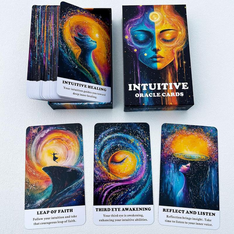 Intuitive Oracle Cards: A 56 Oracle Card Deck with keywords, divination tool for oracle reading, psychic reading, fortune, spiritual, tarot card deck, affirmation cards