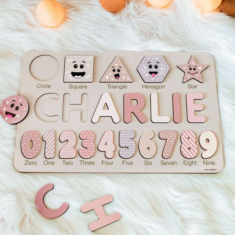 Wooden Busy Board Puzzle Plaque | Personalized Name Puzzle Plaque | Baby Girl Gift | Decor | Wooden