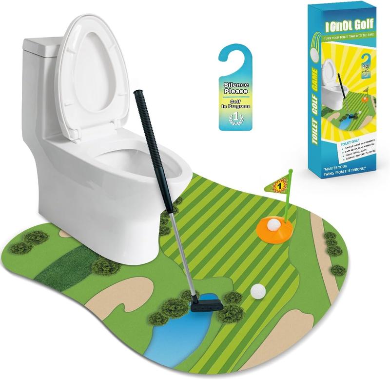 Toilet Golf Game - Funny White Elephant Gifts Exchange for Adults - Christmas Secret Santa Gifts, Bathroom Mini Golf Gag Gifts Ideas for Dad, Husband, Boyfriend, Men, Golfer