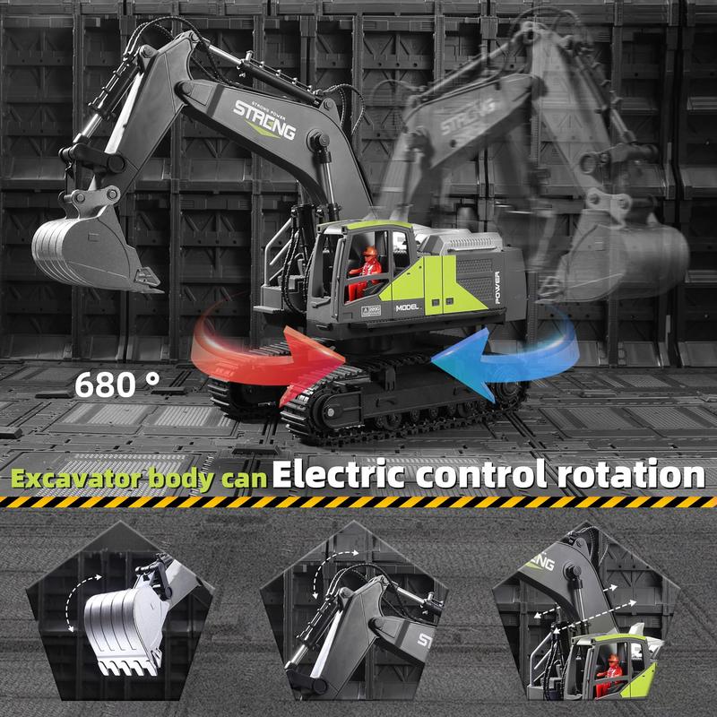 16-channel Remote Control Excavator Toy with Simulation Spray, Engineering Vehicle Toy with Light & Sound Effect, Outdoor & Indoor Engineering Task Toy