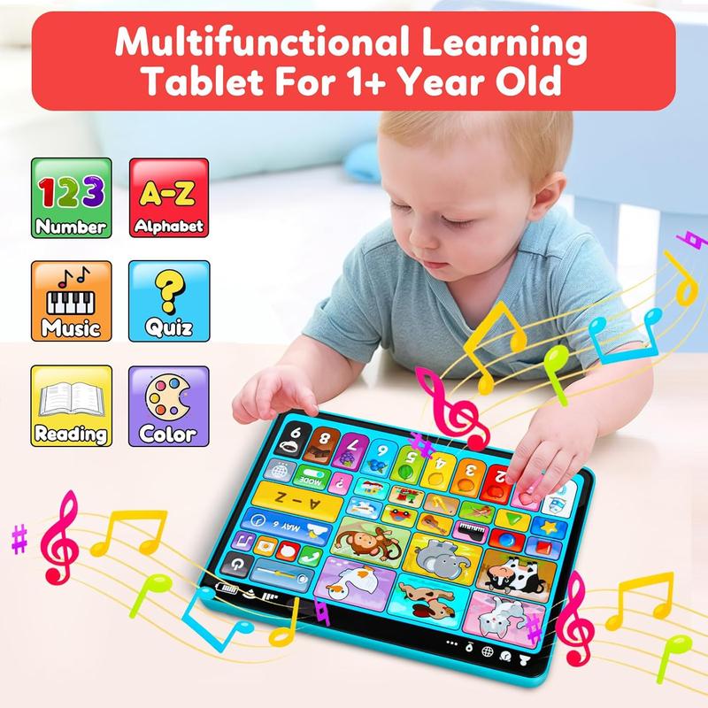 Learning Tablet for Toddlers 1-3 Trilingual Learning Toys with Music  Sound, Montessori Speech Therapy Toys for 1 Year Old Boy Girl Musical Baby Toys 12-18 Months STEM Toddler Toys Age 1-2 2-3 Gifts