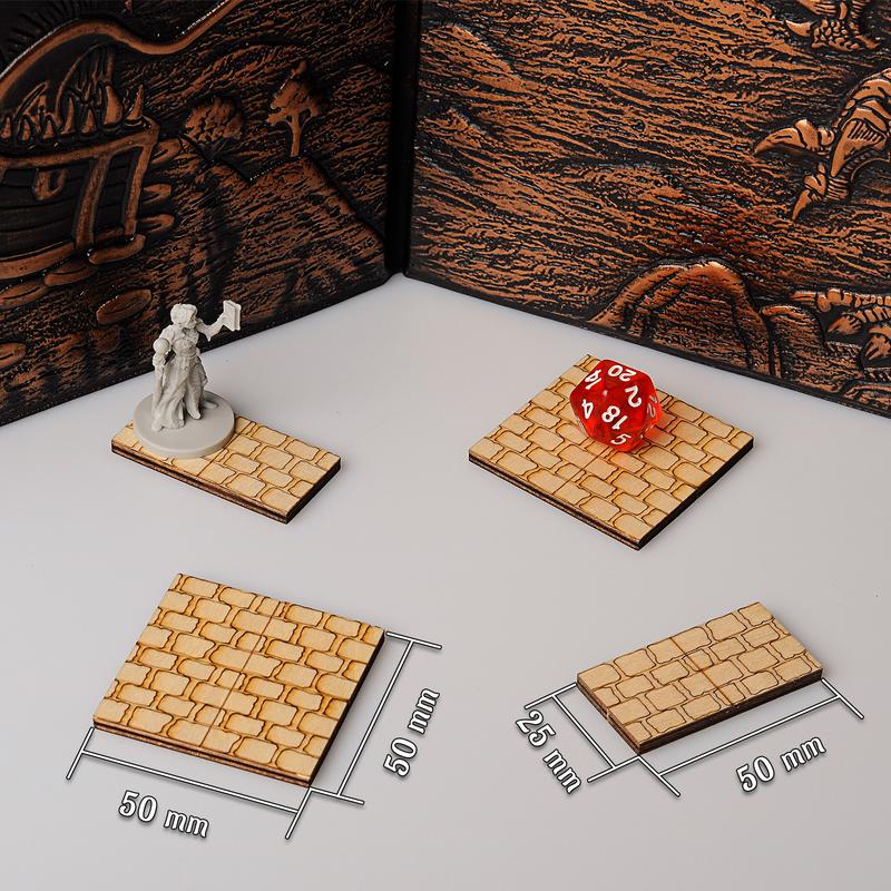 Dungeon Stone Square Floor Tiles (Set of 24) Wooden Laser Cut Modular Terrain 1