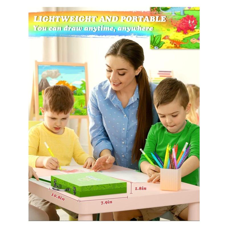 Dinosaur Art Box-Dinosaur art kits are included in this portable, high-quality box. The nice and fun cover attracts kids and inspires them to get their hands dirty. Every child is a little artist!