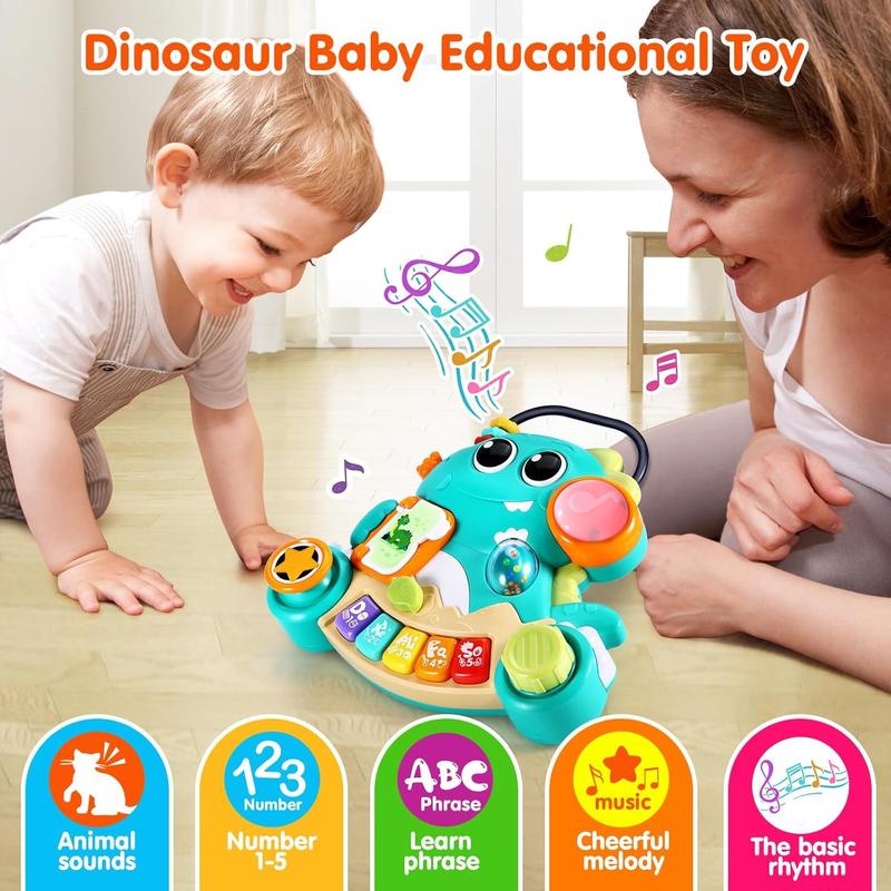 Baby Toys 6-12 Months Dinosaur Piano Music Light Up Toys for 1 Year Old Boys Girls Infant Toys for 7 8 9 10 12 18 Months Interactive Piano Keyboard Toys Baby Christmas 1st Birthday Gifts