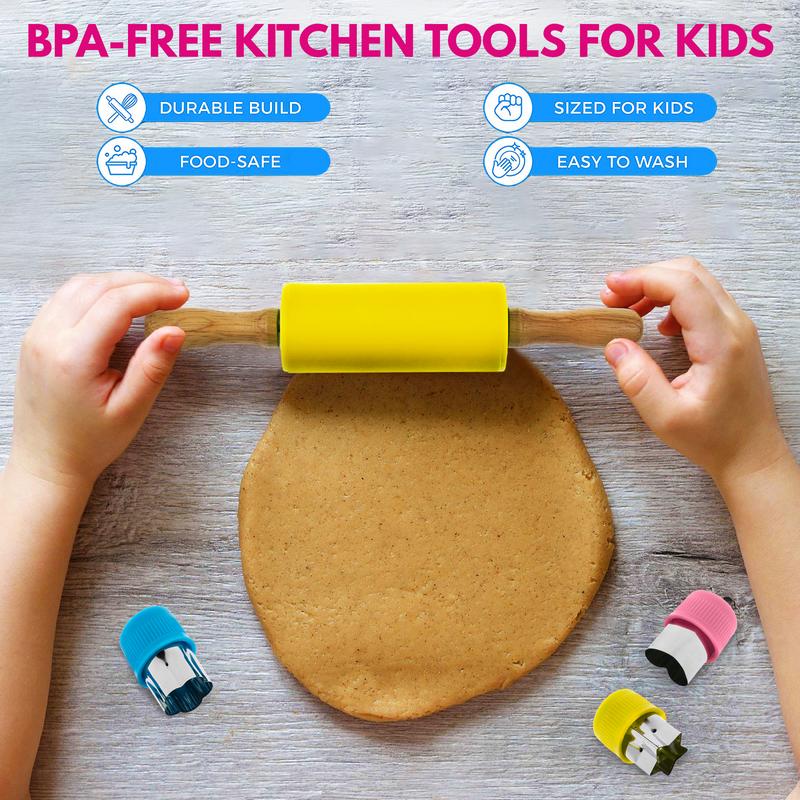 Kids Kitchen Set for Cooking & Baking - Kitchen Utensils with Cutting Board, Knife, Apron for Real Cooking, Kitchen Tools for Toddlers BPA-Free