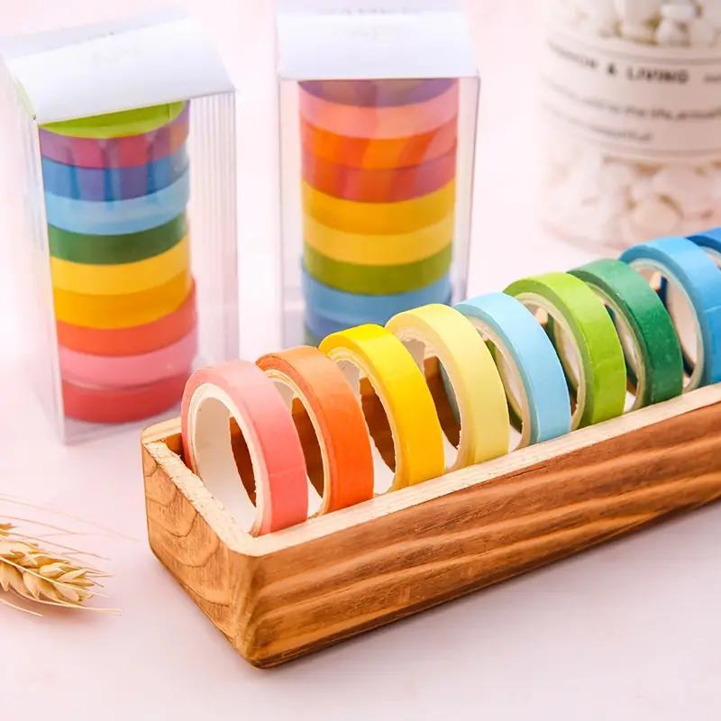 Colored Washi Tape Set (10pcs), Decorative Sticker For Gift Box Wrapping, Journaling & Scrapbook