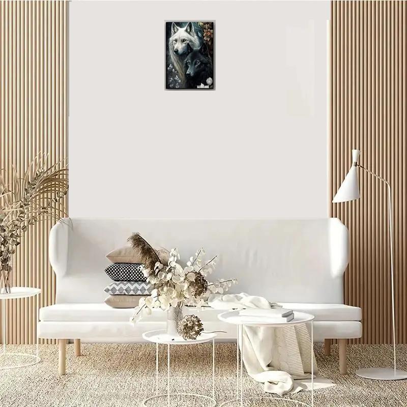 Wolf Pattern DIY Diamond Art Painting Without Frame, DIY Full Round Drill Cross Stitch Kit, DIY Decorative Art Picture For Beginner