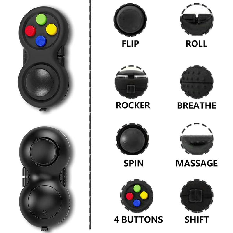 Fidget Toy Game,Rubberized classicalController Fidget concentration Toy with 8-Fidget Functions andLanyard -Excellent for Relieving Stress and Anxiety