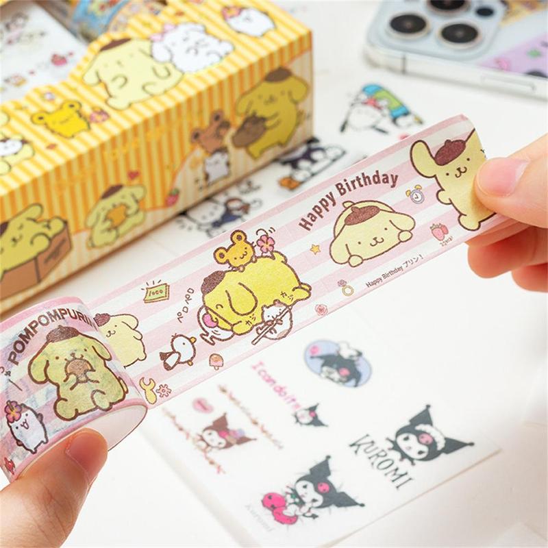 Cute Cartoon Sticker and Tape Sticker Set, Including 4 Sheet Sticker & 4 Rolls Tape Decals, DIY Decorative Sticker for Scrapbooking & Journal Making, Christmas Gift