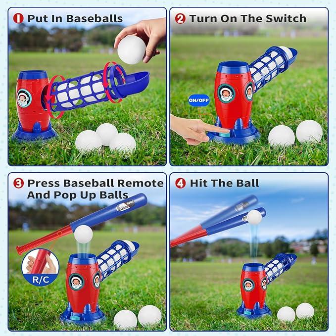 Electric Automatic Baseball Set for Boys and Men - Includes 11 Balls - Perfect Birthday and Christmas Gift - Outdoor Sports Toy