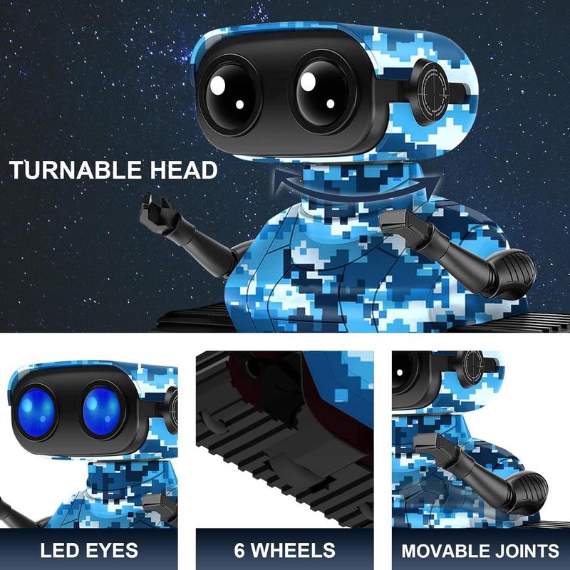 Rechargeable Robot Toy for Boys | RC Remote Control with LED Eyes, Dance Moves, Music | Gifts for Kids Age 3 4+ Boost Imagination and Motor Skills(Navy Blue)