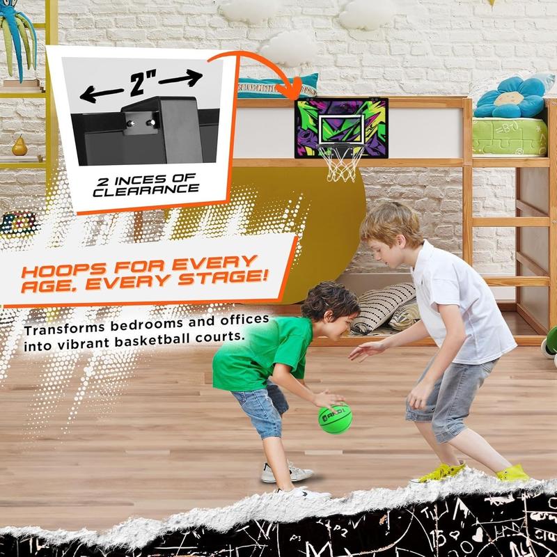 Over the Door Mini Basketball Hoop: 18x12 Shatterproof Backboard, 2 Mini Basketballs, and Hand Pump Included- Ultimate Indoor Basketball Accessory for  and Adults, No Tools Required