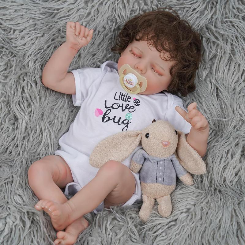 BABESIDE Reborn Baby Dolls - 17 Inch Baby Boy - Soft Body & Curls Realistic-Newborn Baby Dolls - Real Life Baby Dolls Cloth Body with Feeding Kit & Gift Box for Kids Age 3+