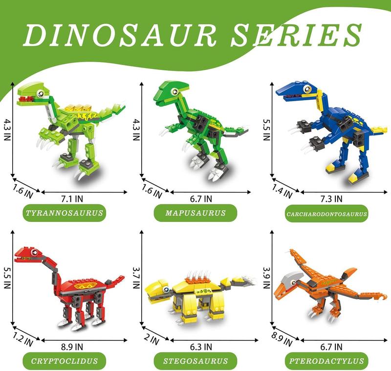 539-Piece Dinosaur Building Blocks Set – Creative DIY Construction Toys for Boys and Girls Ages 6+