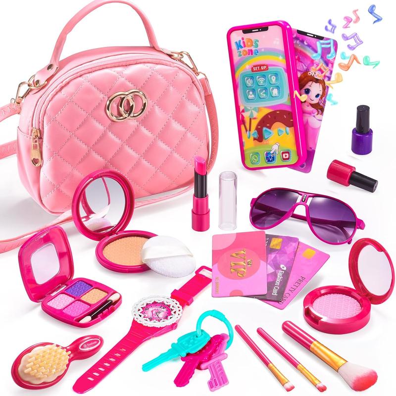 Chartism gift Pink Princess Toddler Purse & Pretend Makeup Kit - Toy Set for Girls 3-6 with Accessories