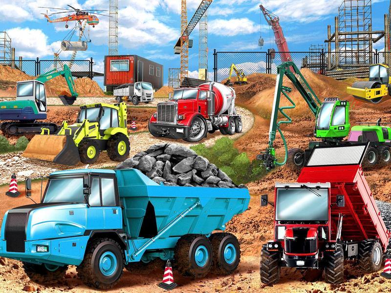 HUADADA 100 pieces of puzzles for adults,toddler puzzles， construction vehicles, perfect for home decoration holiday holidays, family games, grandparents brainstorming