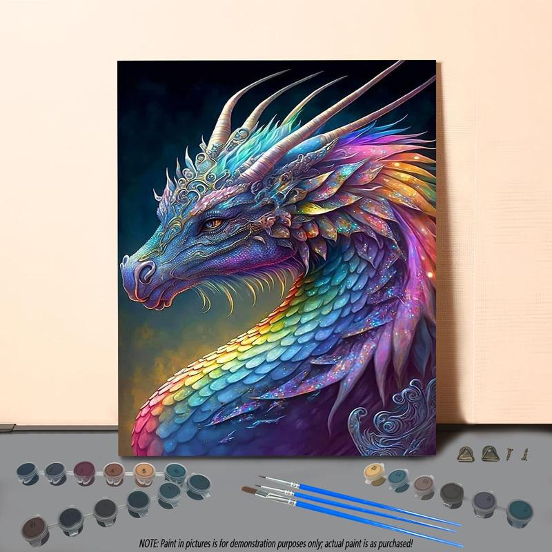 Dragon Pattern Number Painting Kit without Frame, 1 Set DIY Painting Kit with Brush & Paint, Wall Art Decor for Home Living Room Bedroom