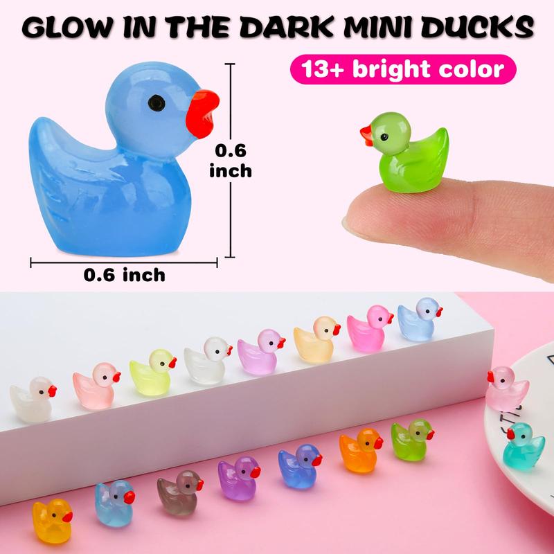 240pcs Luminous Mini Resin Ducks, Tiny Duck Bulk Glow in The Dark Small Plastic Miniature Ducks ， Craft Gifts Party Favors Toys