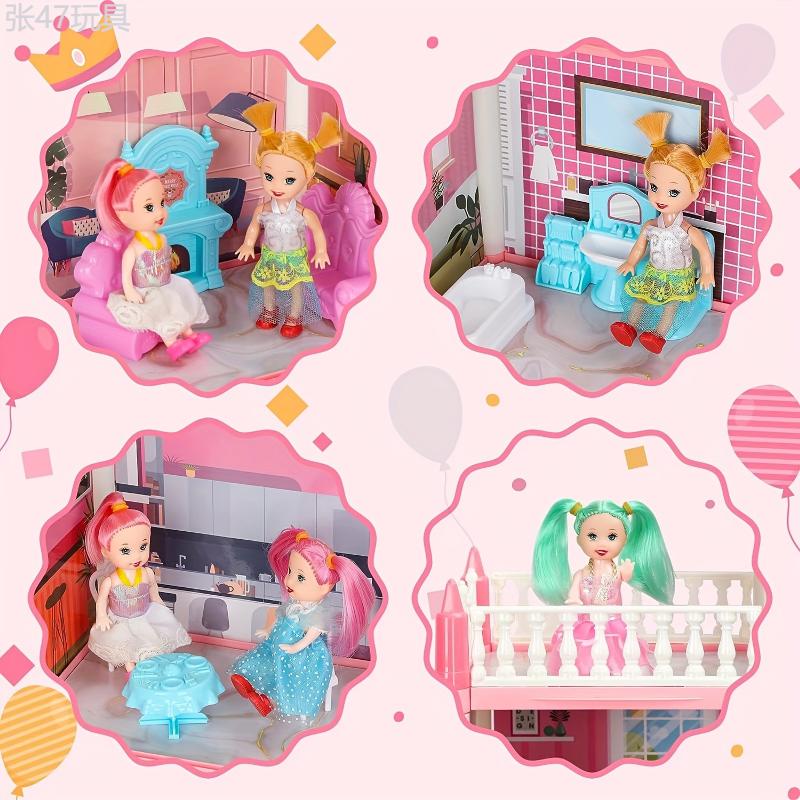 Doll House, Dollhouse For Girls Pretend-Play DIY Dollhouse Kit - 4-Story 11 Rooms Playhouse With 4 Dolls Toy Figures, Furniture And Accessories Set Gift Toy For Kids Ages 3 4 5 6 7 8+