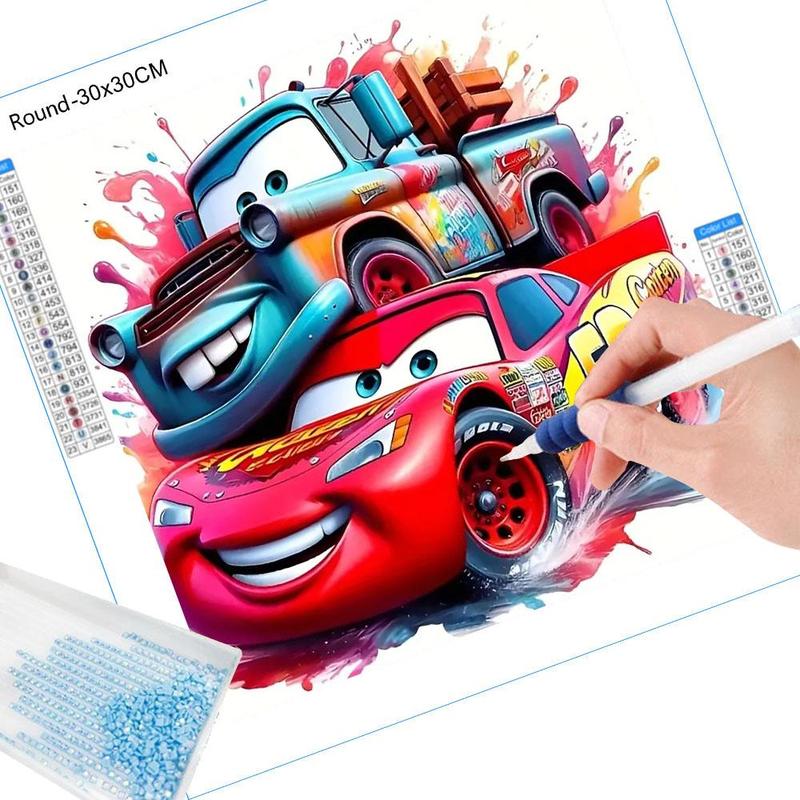 Cartoon Car Pattern DIY Diamond Arts Colorful Painting Kit without Frame, DIY 5D Diamond Arts Colorful Painting for Bedroom Home Wall Decor