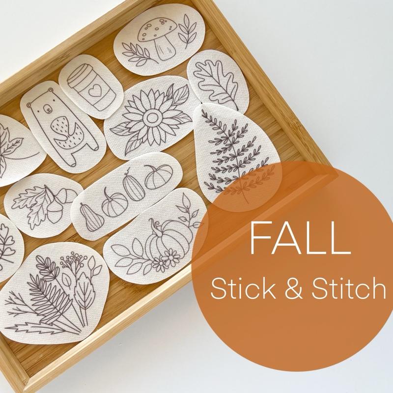 Christmas Stick & Stitch Embroidery Patterns, Embroidery Transfers for clothing, Stick and Sew Pack, Embroidery Pack, Beginner Embroidery different stitch