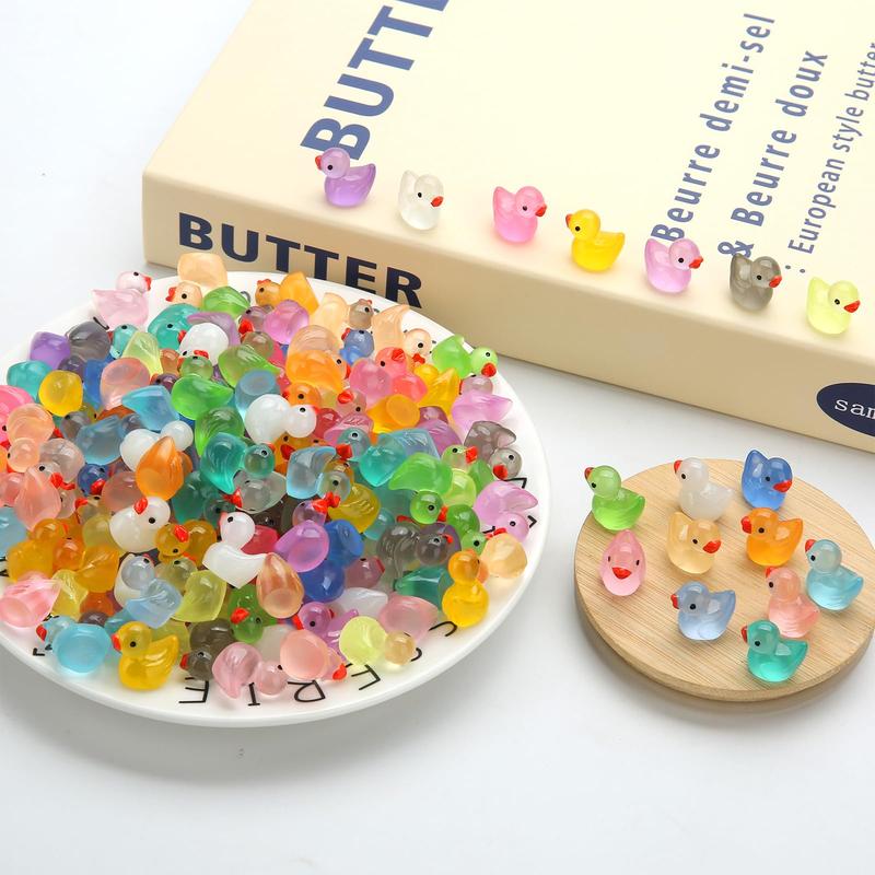 240pcs Luminous Mini Resin Ducks, Tiny Duck Bulk Glow in The Dark Small Plastic Miniature Ducks ， Craft Gifts Party Favors Toys