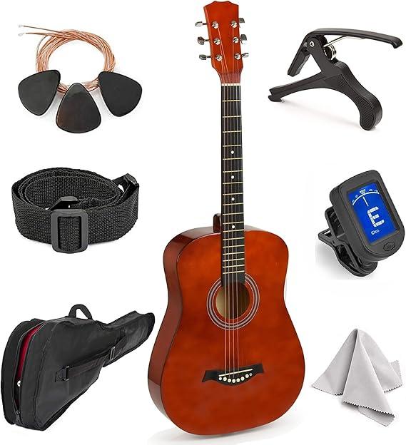 Classical Acoustic Guitar For Kids By MasterPlay- 30” Beginner Guitar For Learners- Accoustic String Guitar Starter Kit: Guitar Bag, Tuner, Strap, Extra Strings, Picks, Wash Cloth, Capo, Black, Blue, Pink, Red, Sunburst