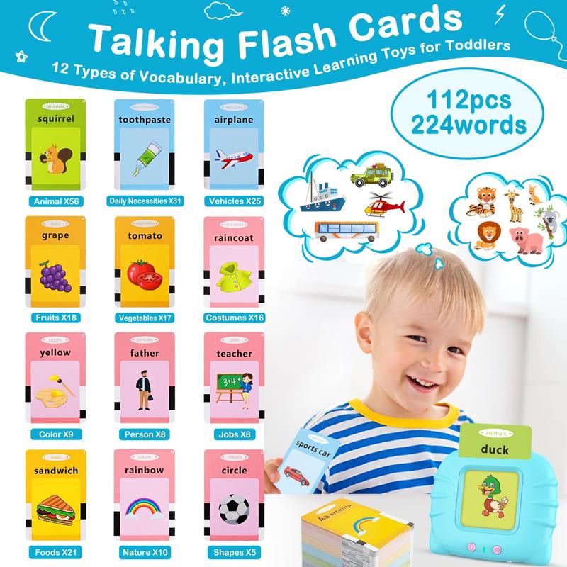 224 510(Spanish&English) Words Alphabet BilingualTalkingHash Cards for 3-8 YearsToddlers. Pocket Speech BuddyTherapy AutismToys,  EducationalLearing InteractiveToy for Boys GirlsKids Gifts Blue