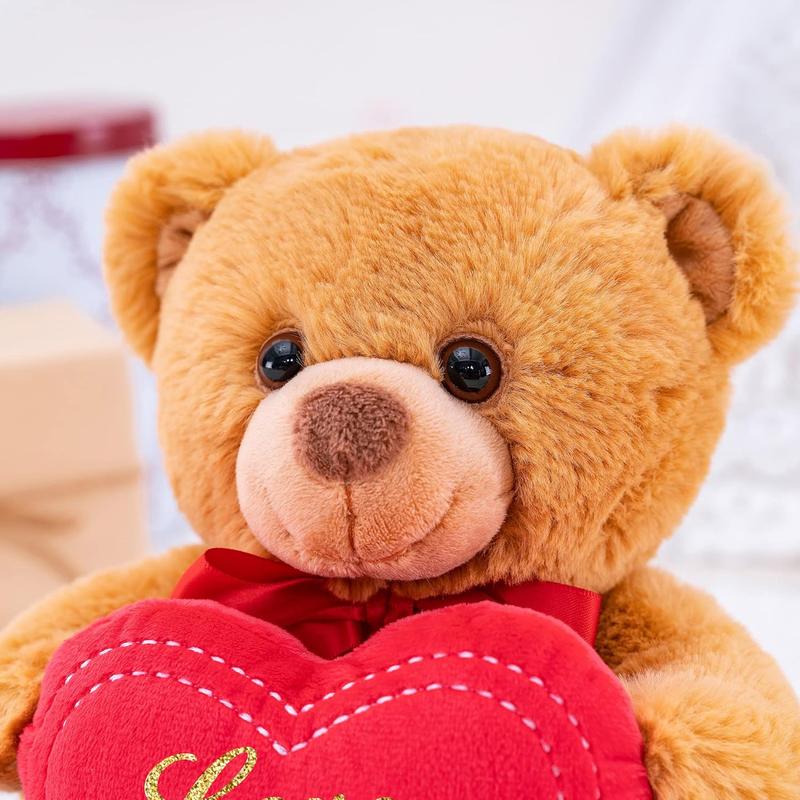 Stuffed Animal Teddy Bear, Holding Love Heart Plush Bears, I Love You Mom, Valentine's Day Gift, Love Gift for Mom, Girlfriends, Baby, 8 inches