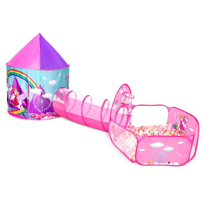 Princess Castle Playhouse Tent with Tunnel and Ball Pit - Perfect for Indoor and Outdoor Fun